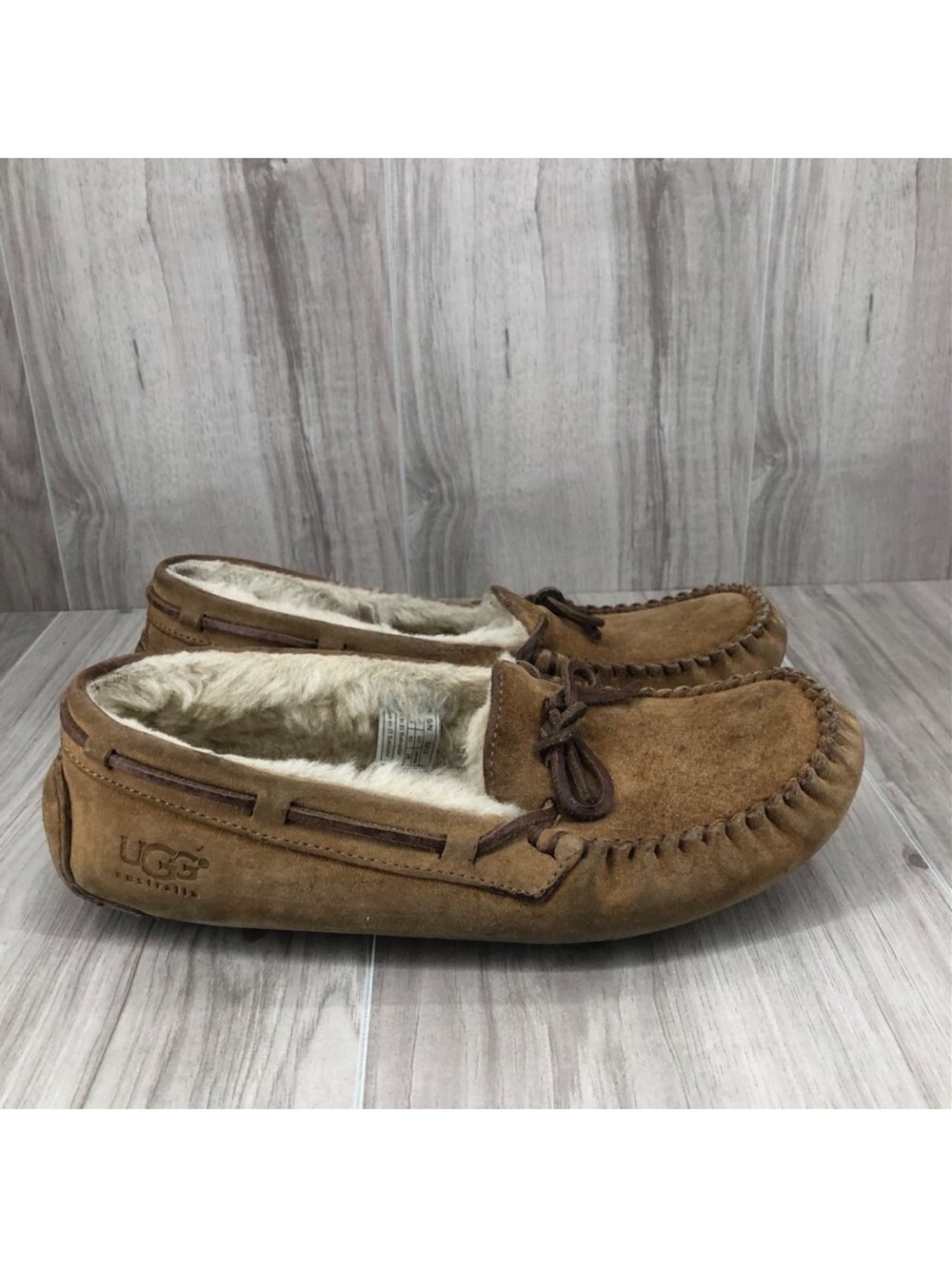 Ugg Slippers Womens 9 Brown Suede Slip On Lined Shoes